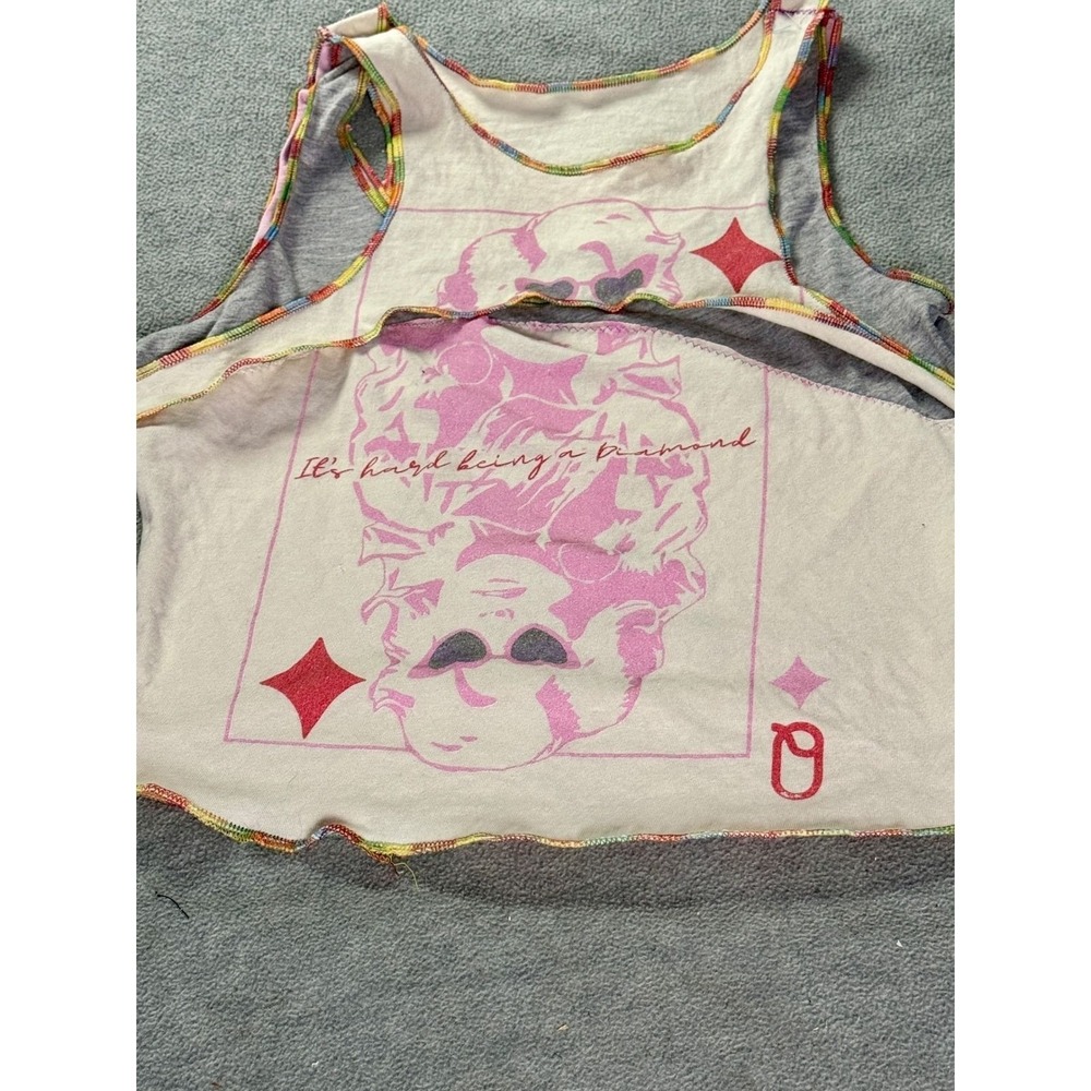 Deconstructed Dolly Parton Queen of Diamonds Graphic Tank Top Rainbow Stitch